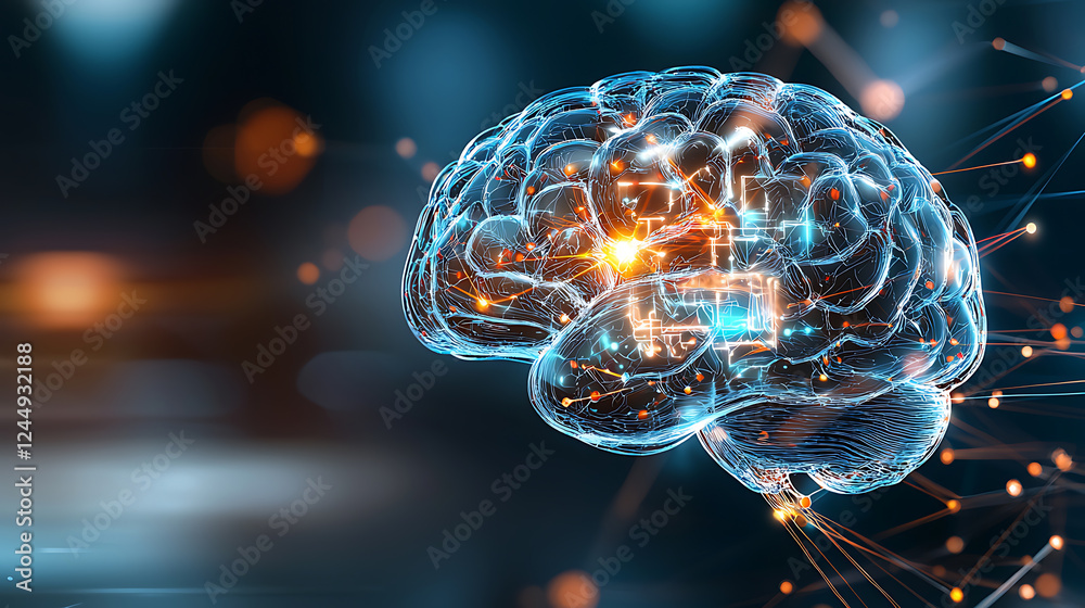 Poster exploring neural connections digital realm 3d visualization scientific environment macro perspective
