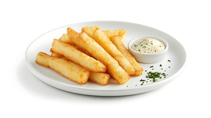 A simple, clean presentation of fish &lsquo;n&rsquo; chips on a white plate