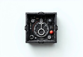 Fototapeta premium top view on mystery box concept