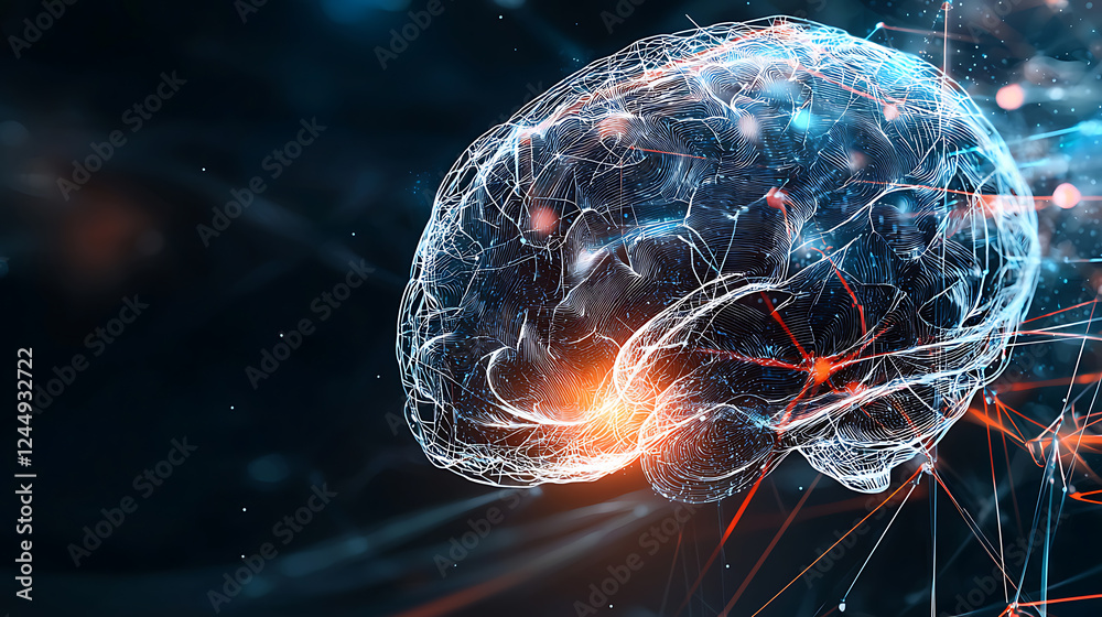 Poster exploring neural connectivity brain visualization digital art futuristic environment close-up view c