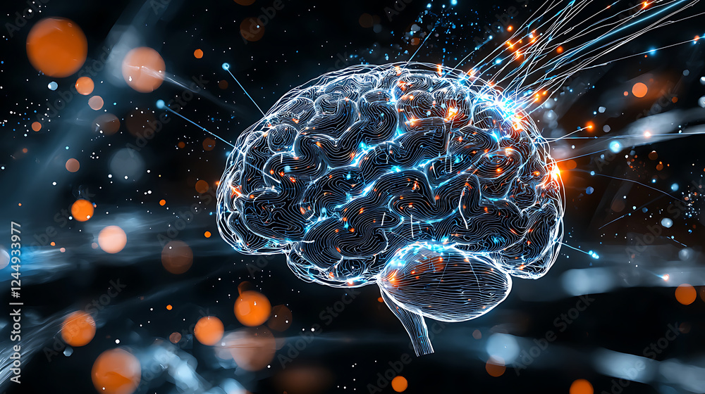 Poster Exploring neural connectivity brain visualization digital art interactive concepts sci-fi environment abstract viewpoint
