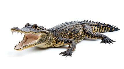 Naklejka premium Spectacular Young Crocodile with Open Mouth