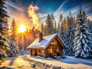 Escape to a cozy mountain cabin: rustic charm, breathtaking views, winter wonderland awaits.