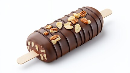 Dark Chocolate Pecan Dessert Bar on Wooden Stick
