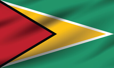 Guyana flag official colors and proportion digital vector illustration. Pleated flag.