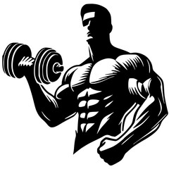 Silhouette of a man lifting a barbell