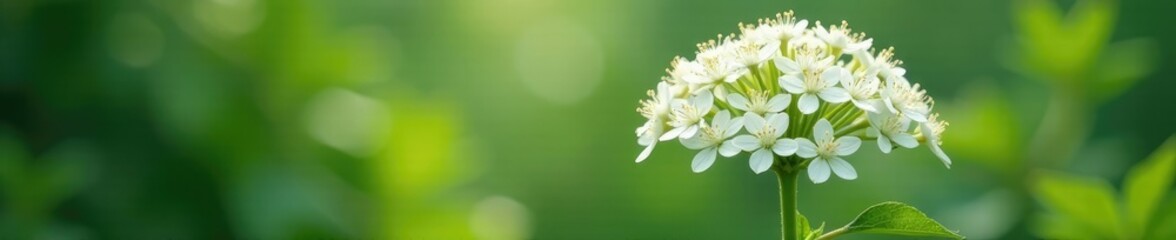 Obraz premium Delicate white blooms adorn a lush Pentas plant stem, white, flowers, petals