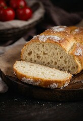 delicious bread on wooden board