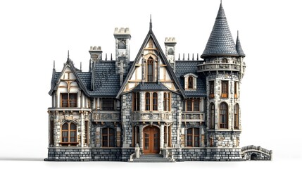 Fototapeta premium Luxury Toy House Isolated In White Background