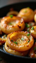 Golden brown grilled onions with perfect char, tender, crispy