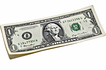 Crisp One Dollar Bill Isolated on White Background Shows Intricate Details Clearly