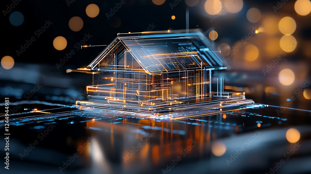 Poster exploring digital innovation in architecture virtual space 3d visualization futuristic environment t