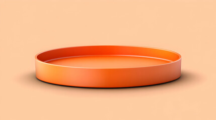 Empty Orange Round Platform on a Pastel Orange Background in a 3D Illustration