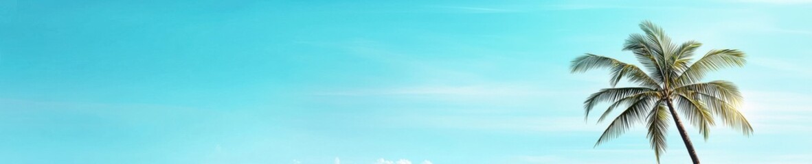 Tropical Paradise with Palm Tree and Blue Sky