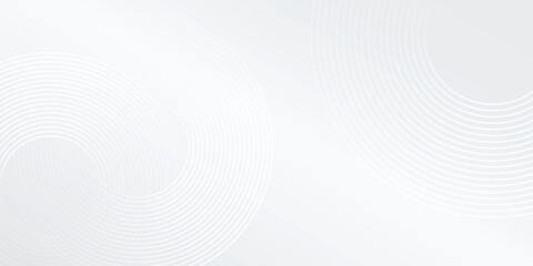 Vector white glowing geometric lines on gray background. Modern shiny blue circle illustration abstract simple