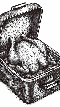roasted chicken in a metal container clip art preview