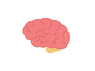 human brain or mind side view line art color icon for medical element design