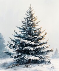 Fototapeta premium Christmas Fir Tree Watercolor PNG