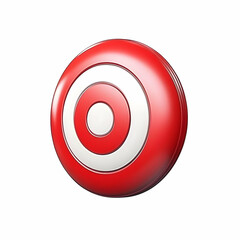 Obraz premium 3D Rendered Red and White Target Symbol on White Background with Glossy Finish and Metallic Accents.