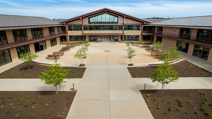 Fototapeta premium Modern Educational Campus with Central Courtyard 