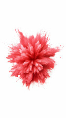 Red powder explosion creates a vibrant cloud effect on a white background.