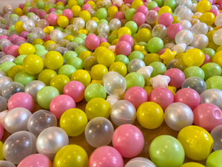 Pile of plastic balls on the floor