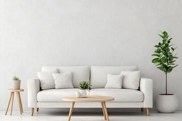 Minimalist white sofa living room interior design