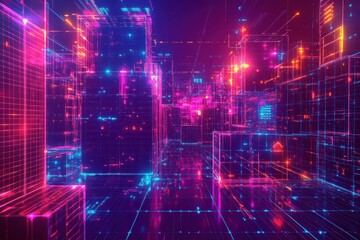 Fototapeta premium Digital twin technology managing logistics operations, AIpowered supply chain visualization