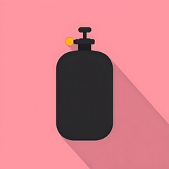 Obraz premium Black Gas Cylinder with Valve on Pink Background Depicts Storage Safely and Efficiently.