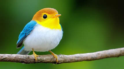 Obraz premium Vibrant Small Bird Perched on Branch