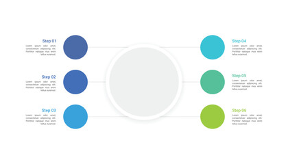 6 steps modern diagram infographic for data visualization.