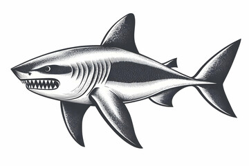Fototapeta premium Detailed Illustration of a Menacing Shark Swimming Gracefully in the Deep Ocean