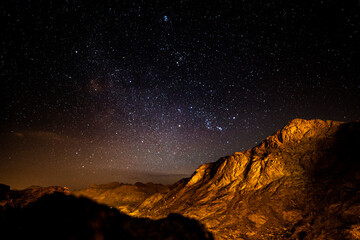 Astrophotography with mountains near St Catherine, Sinai Peninsula, Egpyt © Conor