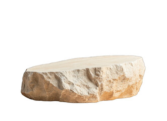 Rustic beige stone shelf perfect for showcasing products or creating a minimalist display. Ideal for home decor or commercial use.