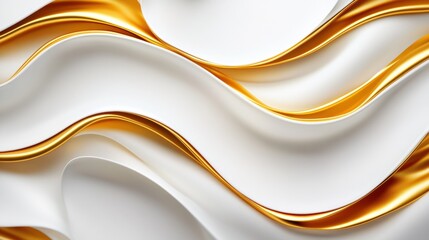 Obraz premium A smooth, flowing design featuring elegant white curves interspersed with shimmering gold accents, creating a sophisticated and modern aesthetic.