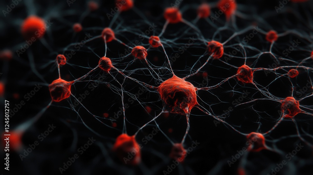 Poster Abstract Representation of Neurons and Synapses in Red Color Theme