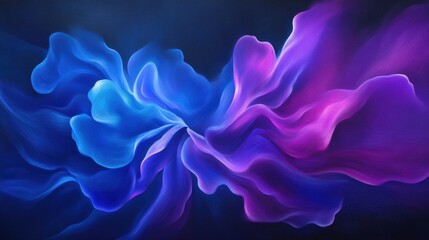 Fototapeta premium A vibrant, flowing abstract design in blue and purple hues, creating a sense of movement and depth against a dark background.