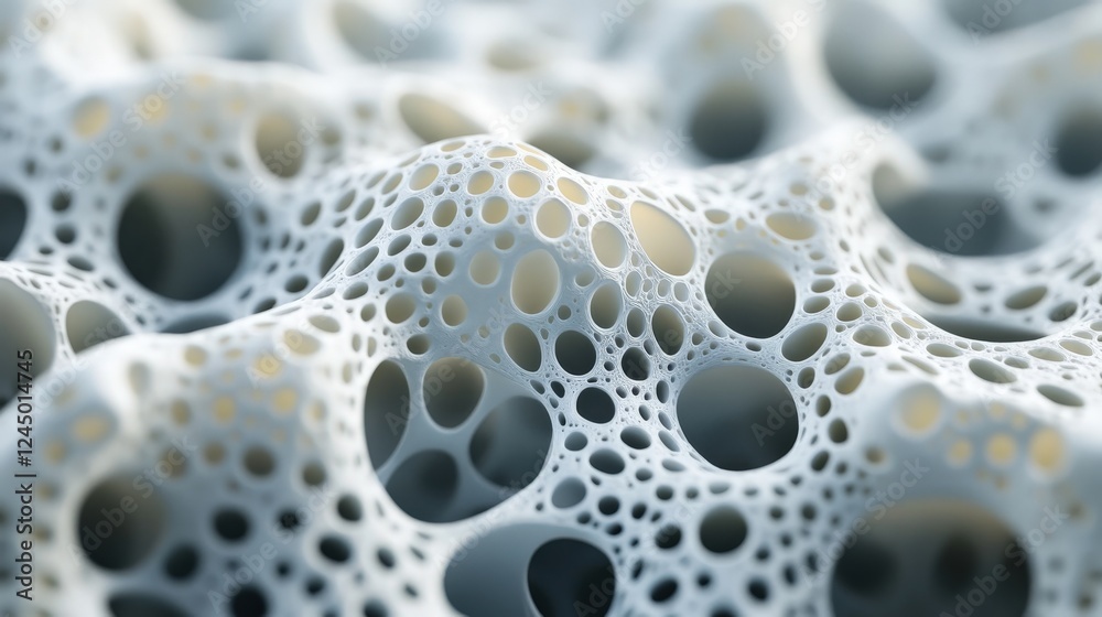 Poster Intricate White Foam Structure with Unique Hollow Patterns and Texture