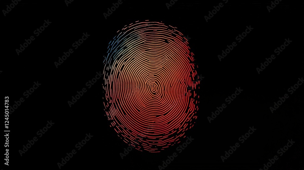 Poster abstract art of colorful fingerprint on dark background