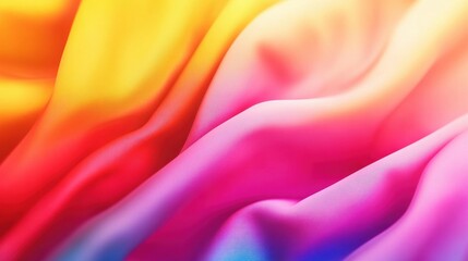 Obraz premium A vibrant, flowing fabric displays a gradient of colors, blending seamlessly from orange to pink, creating a visually stunning texture.
