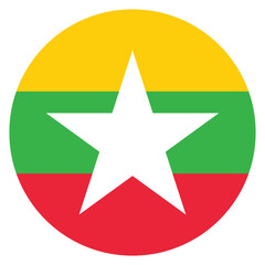 Myanmar flag. Myanmar circle flag logo icon computer vector illustration design