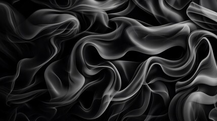 Obraz premium A swirling pattern of translucent black fabric, creating a sense of elegance and depth with soft, flowing waves.