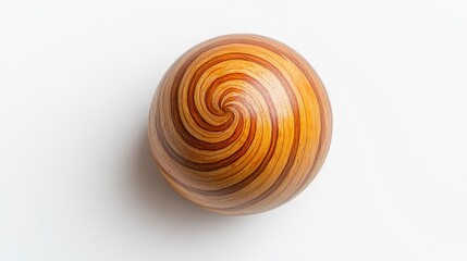 Wooden Sphere with Spiral Pattern and Textured Natural Finish