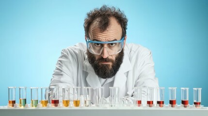 Scientist conducts experiments in lab closeup portrait professional