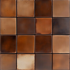 Naklejka premium Brown Square Tiles Form a Seamless Textured Background, Creating a Warm and Earthy Aesthetic
