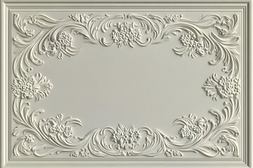 White Carved Floral Ornament Frame Creates a Decorative Border with Elegant Flourishes.