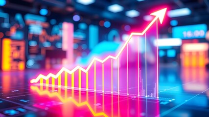 Futuristic Neon Business Growth Chart
