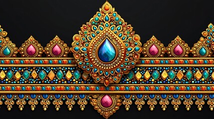 Jewel-encrusted crown design, ornate gold, dark background