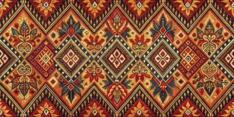 Traditional Indonesian Batik Ikat Pattern with Rich Cultural Heritage