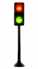 Traffic Light Stands Tall with Green Light Illuminated on White Background